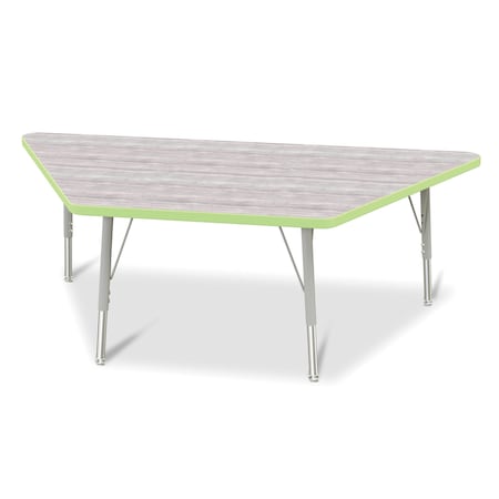 Jonti-Craft Berries Trapezoid Activity Table, 30 in. x 60 in., E-height, Driftwood Gray/Key Lime/Gray 6443JCE451